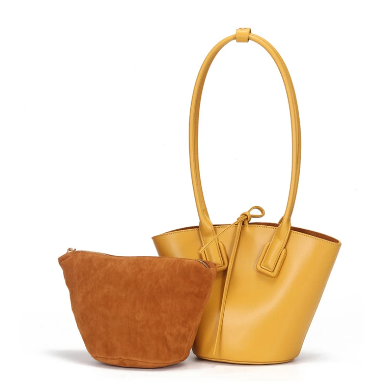 

MAHEU Latest fashion woman handbags designers brand luxury 2019 genuine leather bucket bag ladyparty handbag 2 pcs combine bag