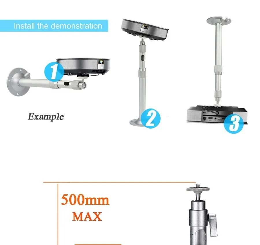 Регулируемый держатель проектора AUN, потолочное крепление, максимальная длина 500 мм, минимальная длина 310 мм, для проектора, светодиодный проектор ZZ02