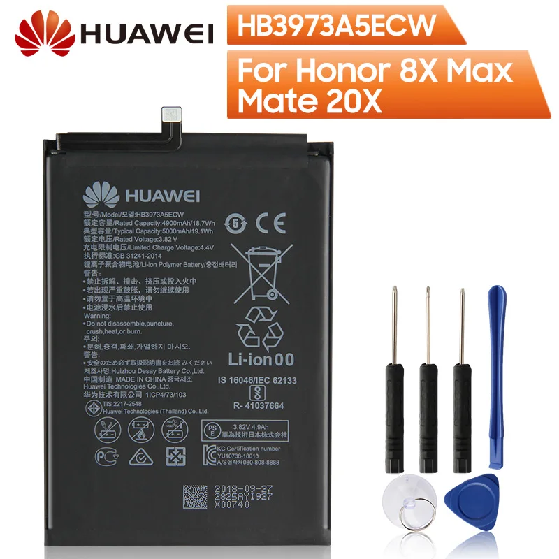 Оригинальный сменный аккумулятор для телефона Huawei Mate 20 X Mate20X EVR AL00 Honor Note 10 8X Max