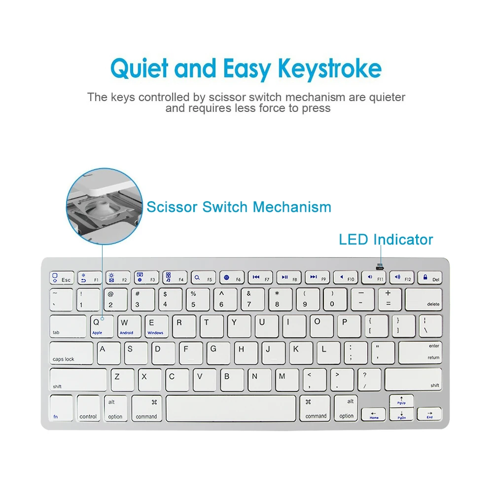 Bluetooth беспроводная клавиатура мини маленькая тонкая портативная компьютерная клавиатура для ПК ноутбука планшета iPad Apple Mac русские испанские буквы