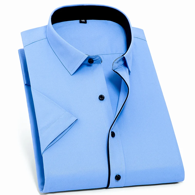 Camisa de manga corta para hombre, Camisa Masculina de talla grande 8XL 7XL, de sarga sólida a la moda, de negocios, Formal, blanca, de verano