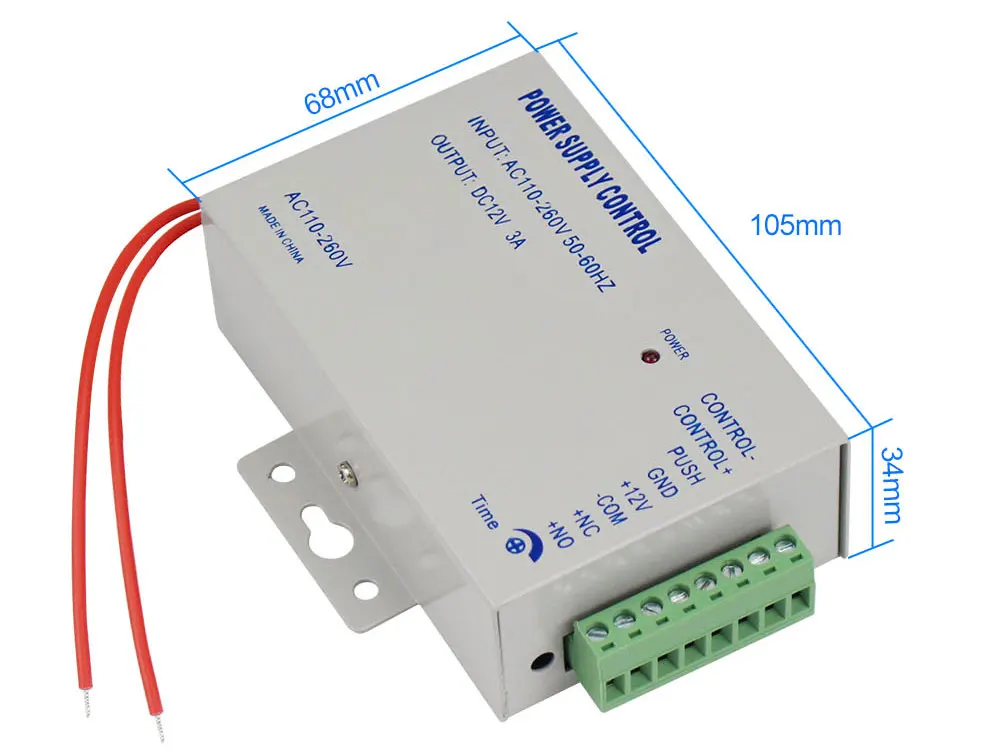 UHPPOTE 110-240VAC to 12VDC Power Supply Controller Built-in Buzzer for Access Control System & Intercom Camera 