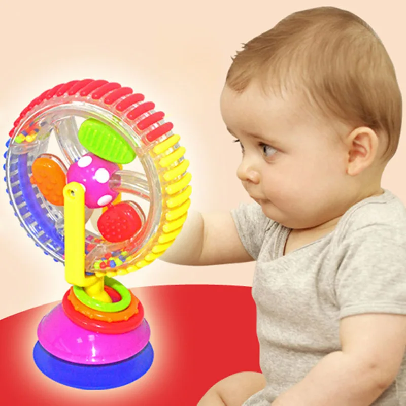 

BN Children Creative Three-Color Rotating Ferris Wheel with Trolley Sucker Windmill Infant Color Rotating Toy Windmill