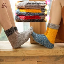 Зимние теплые носки для мужчин и женщин; носки-тапочки в стиле ретро; высококачественные мягкие Повседневные носки из кораллового флиса