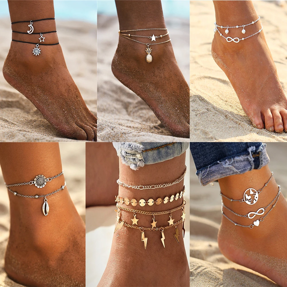 MAA-OE New 2020 Summer Beach Elephant Stars Moon Sun Earth Heart shaped Eye Anklet Bohemian Handmade Beaded Anklet Jewelry Gift MAA-OE New 2020 Summer Beach Elephant Stars Moon Sun Earth Heart shaped Eye Anklet Bohemian Handmade Beaded Anklet Jewelry Gift