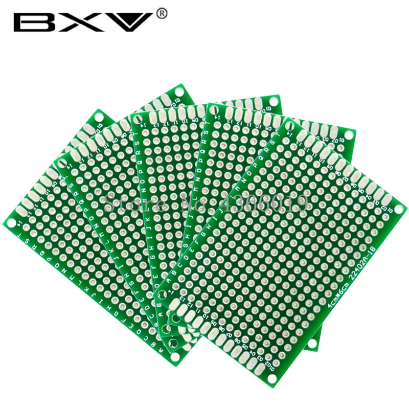 5x7 4x6 3x7 2x8 см 5*7 4*6 3*7 2*8 двухсторонний медный Прототип pcb универсальная плата пещерная пластина печатная плата зеленый/синий - Цвет: 4x6 PCB Green