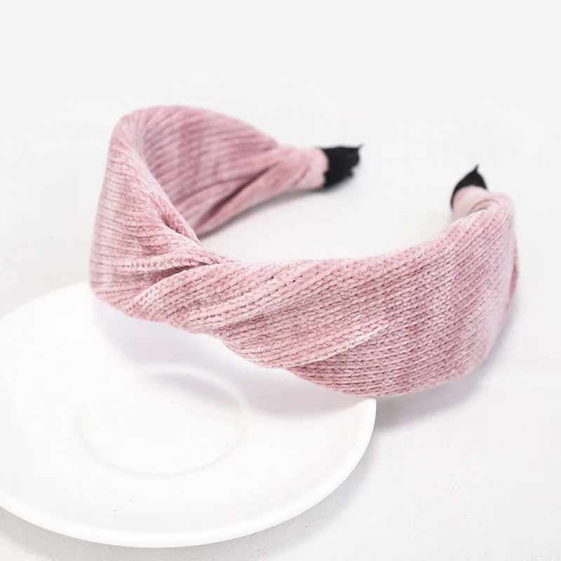 pink 12 шт. элегантные женские вельветовые повязки на голову, японские корейские трендовые аксессуары для волос,, крученые повязки на голову для женщин и девочек - Цвет: pink