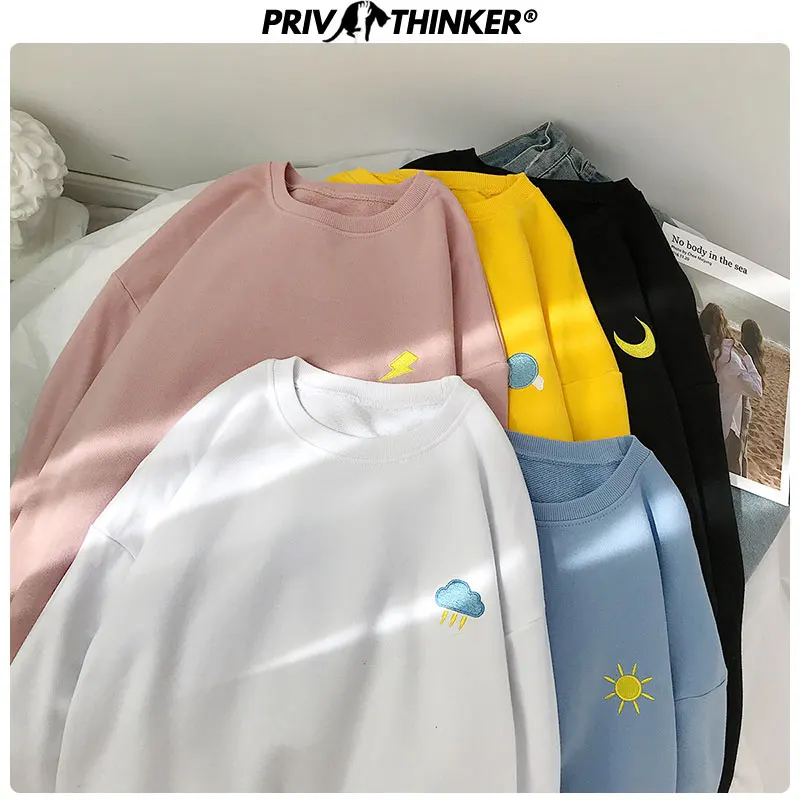 Skup Privathinker 2019 para koreański luźne kolaż swetry bluzy kobiet jesień haftowane bluzy odzież damska 5XL