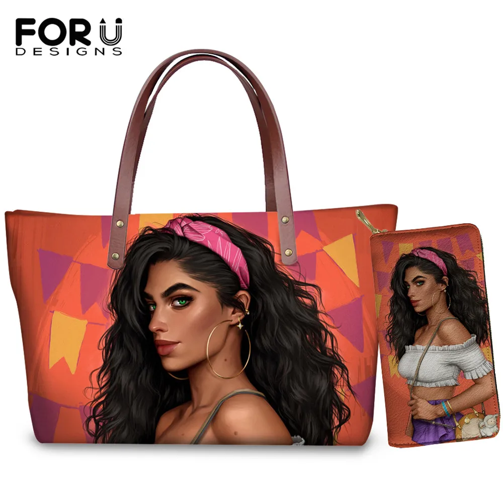 FORUDESIGNS Женская сумочка 2 шт./компл. черная искусственная африканская женская