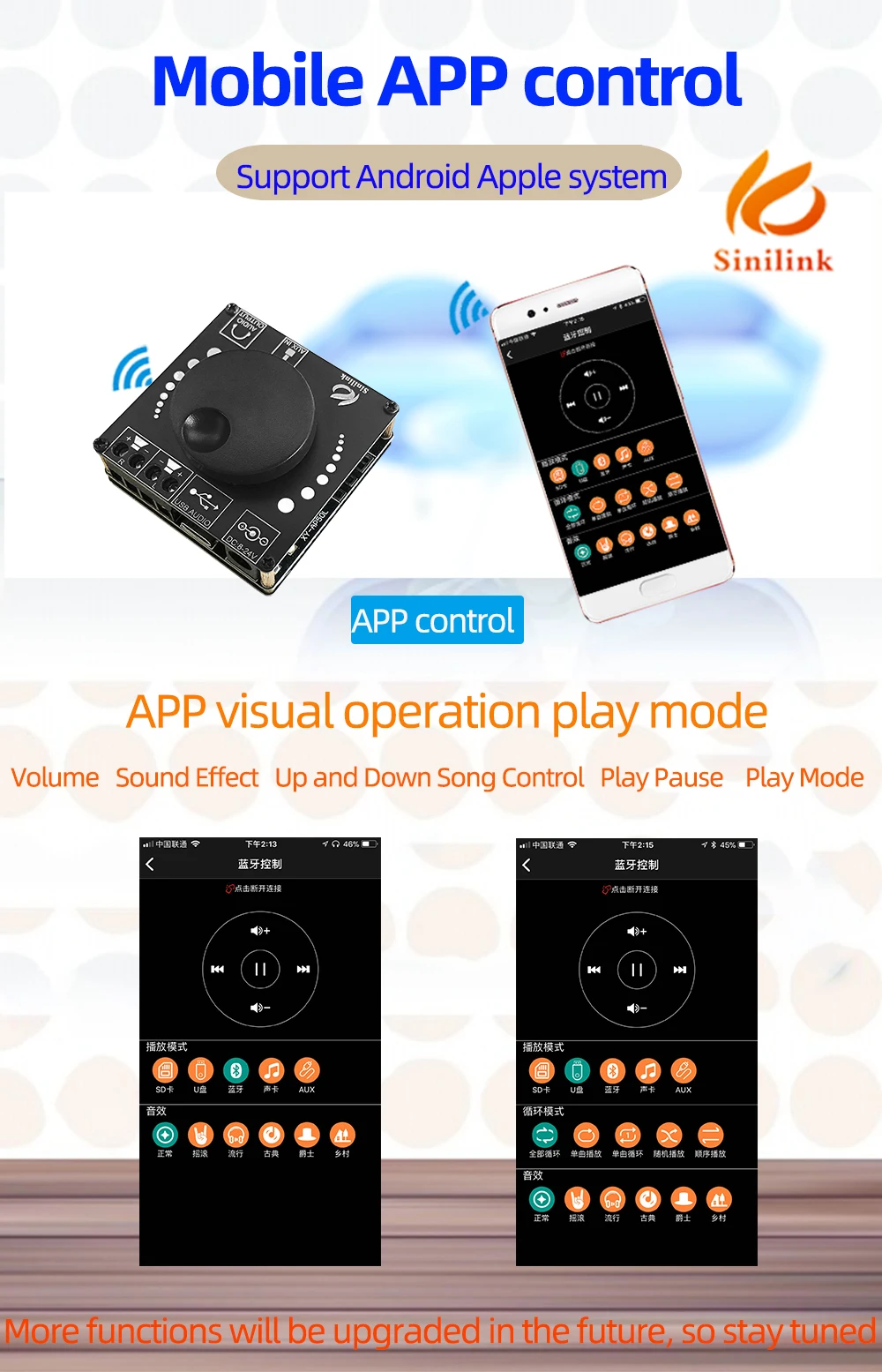 mini amplificador estéreo módulo de placa de potência de áudio amp aux app embutido