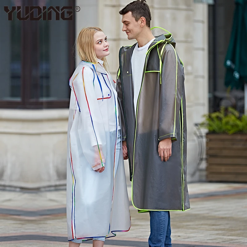 

Yuding Women/men Raincoat Hooded Fashion Adults Clear Rain Coat Hiking Cycling Long Waterproof Poncho with Invisible Backpack