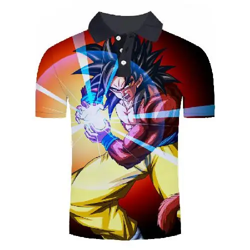 Новинка, Мужская рубашка поло, seven Dragon Ball Z Goku, 3D печать, черная рубашка, повседневная, с коротким рукавом, летняя, удобная, толстовка - Цвет: polo-303