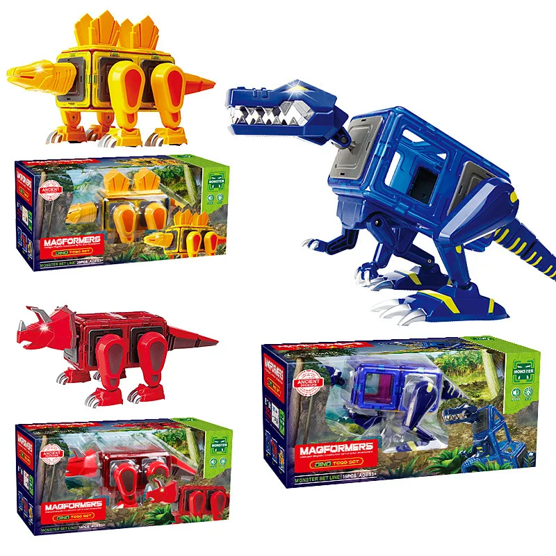 

Magnetic Sheet Assembled Magnetic Building Block 3D Pulling Flexible Dinosaur Creative DIY Science Early Teaching CHILDREN'S Toy
