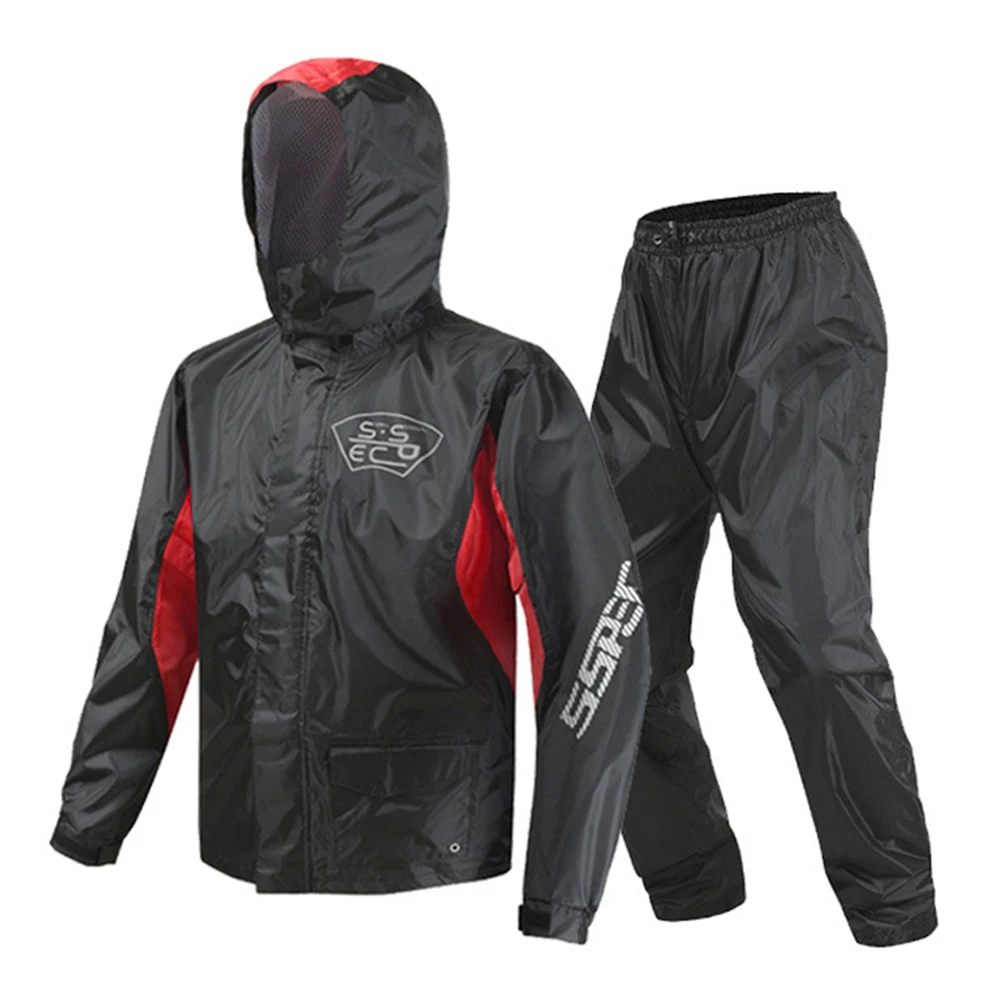 SSPEC водонепроницаемый дождевик+ дождевые штаны пончо мотоциклетный дождевой костюм мотоциклетная дождевик для езды на мотоцикле - Цвет: SCJ-6005 Black