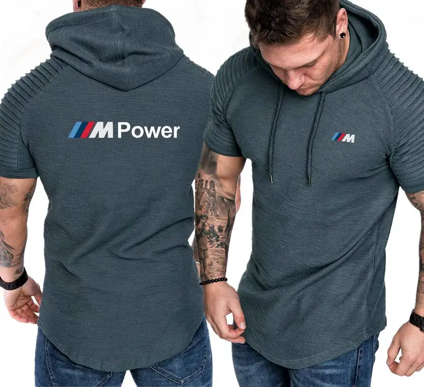 

Short Sleeve Hoodies Men Casual Thin Hoodie hip hop Tracksuit Hoody Motorsport Shifter M Power Hooded Sweatshirts Summer Shirt