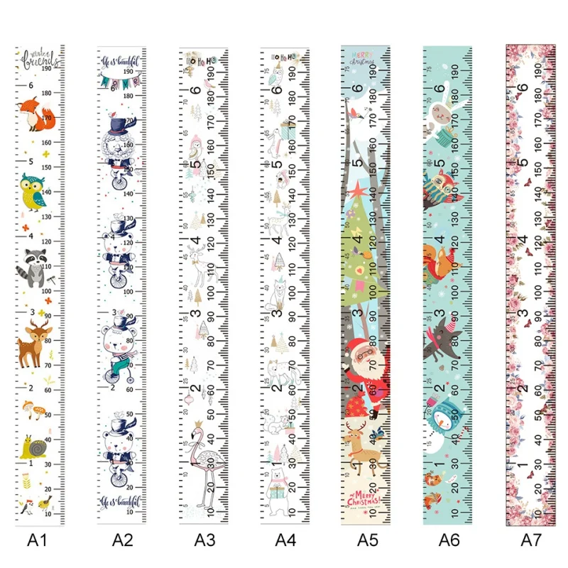 Мультяшная печатная декоративная диаграмма роста, настенная измерительная линейка, висячая холщовая линейка для детей, запись роста