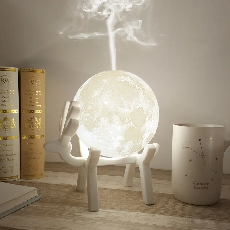 

880ML Moon Air Humidifier Aroma Essential Oil Diffuser with LED Night Lamp USB Mist Maker Ultrasonic Humidificador