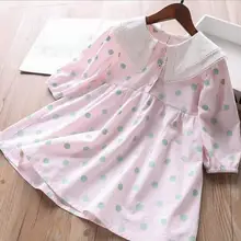 Новое платье с принтом для девочек модные весенние хлопковые платья для девочек 2-7 лет, HJ577