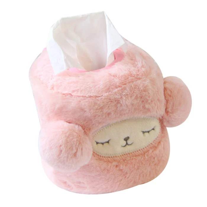 Plush Cartoon Sheep Tissue Box Cover Car Livingroom Bedroom Stuffed Tissue Box Holder MYDING