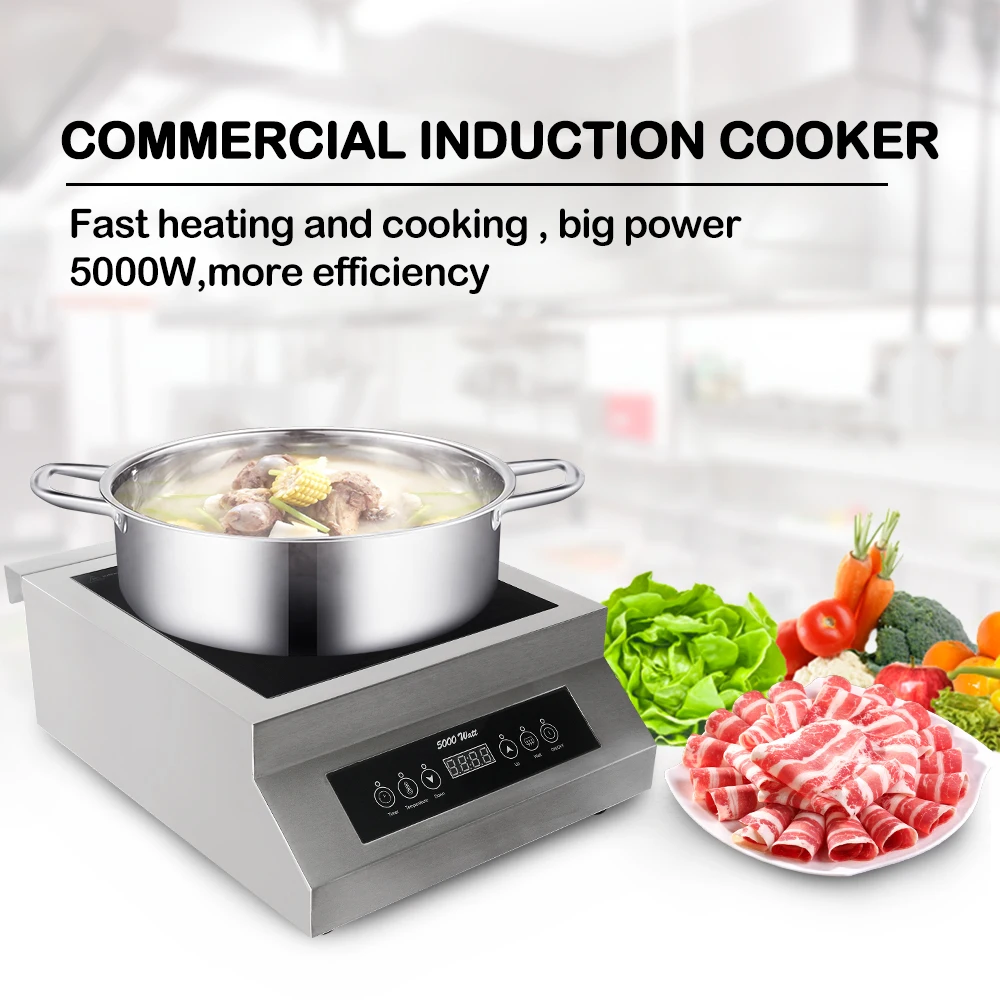 ITOP 23 Ampere Commercial 5000W Induction Cooker Glass-ceramic Glass Touch Control Cooking Machine Connect With Air Switch 220V