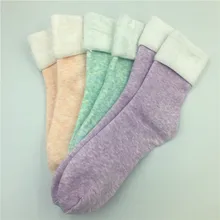 5 пар/лот зимние женские утепленные шерстяные кашемировые зимние носки бесшовные бархатные сапоги-тапочки носки для сна для дам