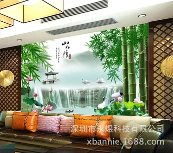 

3D Wallpaper Living Room Bedroom Sofa Television Paper Wall Chinese Style Landscape Waterfall Mural Scenery Wall Mural