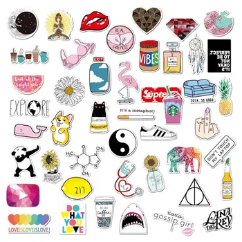 

46Pcs/Set Cartoon Graffiti PVC Waterproof Girl Sticker Toy For Laptop Moto Skateboard Luggage Guitar Handbag DIY Stickers
