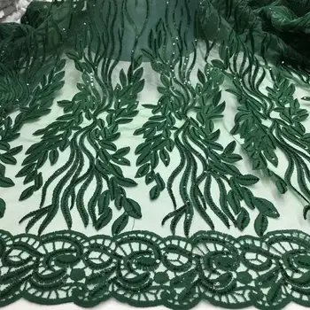 

Free Shipping by DHL! 2019 High quality guipure lace sequence lace sequin embroidery tulle lace fabric for women dress GREEN
