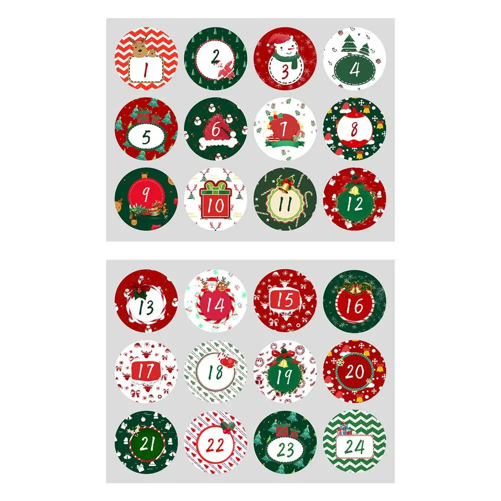 Adesivi Calendario Avvento 1-24 - Set 8 Pezzi Per Decorazioni Natalizie E Pacchetti Regalo - Foto 1