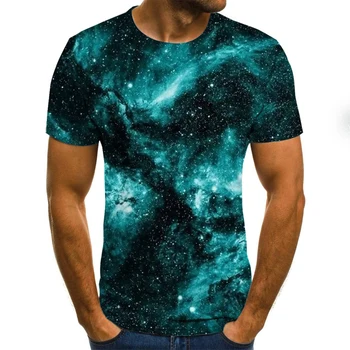 

2019 New Design Men T Shirts 3D Print Starry sky Summer Tops Men Short Sleeve Fashion T-Shirt