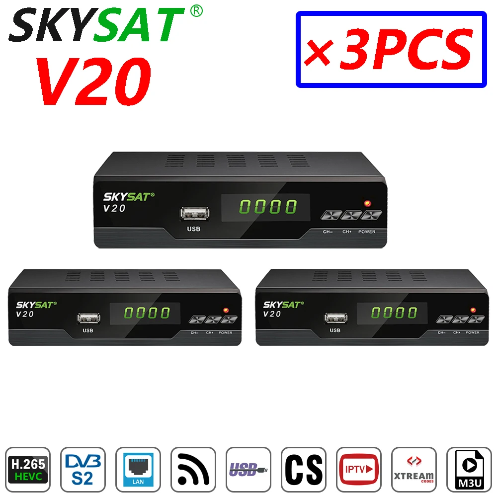 [3 шт.] спутниковый приемник SKYSAT V20 WiFi DVB S2 рецептор PK Gtmedia V8X поддержка Newcamd Cline |