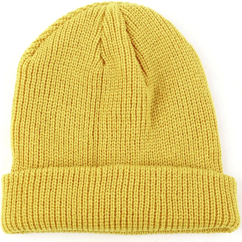 yellow Вязаные женские шапки Benies, Повседневная Мягкая шапка с черепом, одноцветная эластичная теплая шапка Skullies, осенне-зимняя плотная шапка для женщин - Цвет: yellow