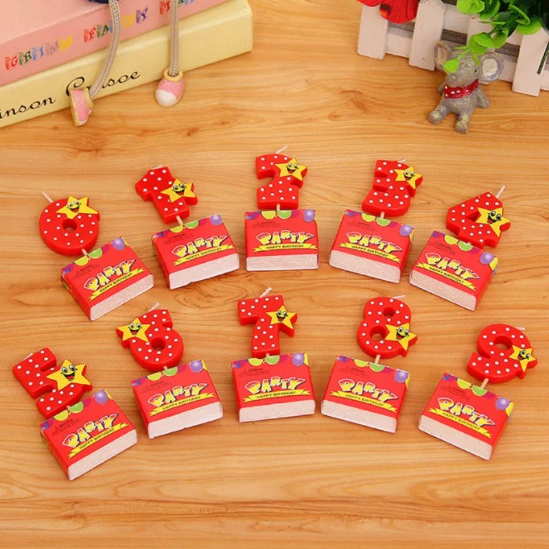 

1 Pc cute Red Number 0 3 8 Birthday Candles Kids Adult Birthday Candles for Cake Toppers Party Decor Cake Decor Candles