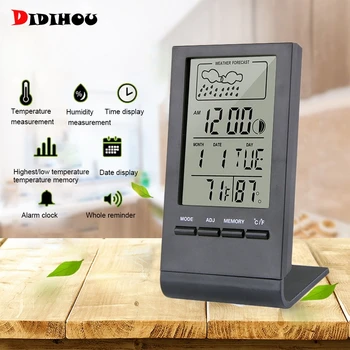 

Thermometer Hygrometer Gauge Indicator Indoor/Outdoor Weather Station Automatic Electronic Temperature Humidity Monitor Clock