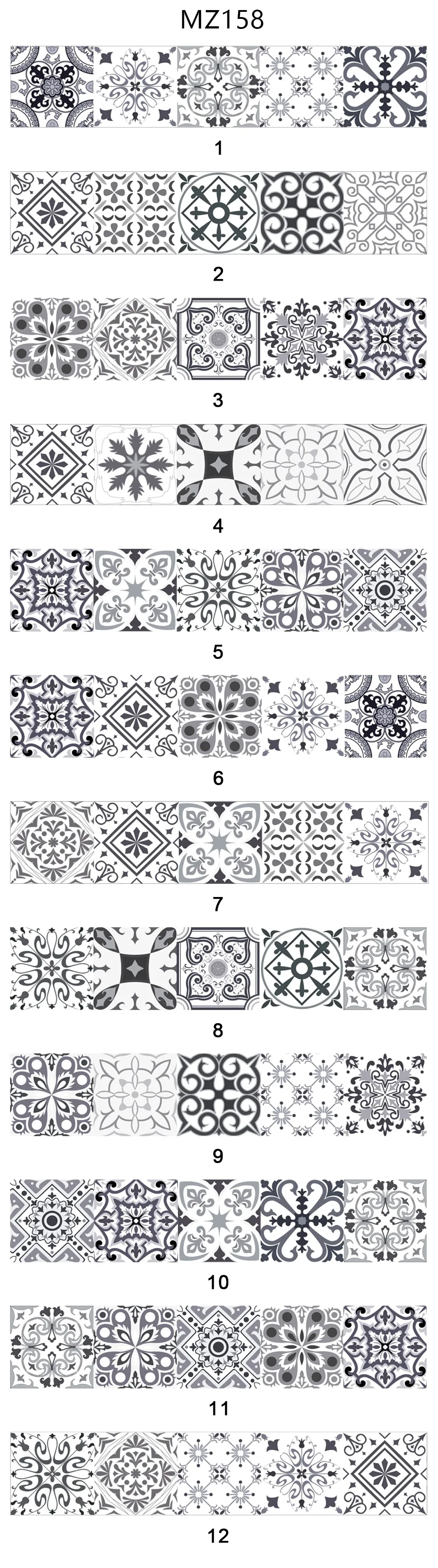 Description Picture 6 of itemRetro Pattern Gray Strip Ceramic Tiles Wall Sticker Sofa TV Walls Stairs Kitchen Decoration Wall Decals Removable Art Wallpaper