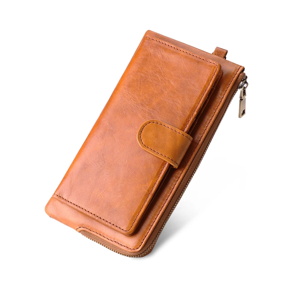 JOYIR натуральная кожа Женский Длинный кошелек RFID кошельки телефон сумка Портмоне держатель для карт женский длинный дизайн кошелек клатч качество - Цвет: Brown wallet