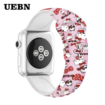 

UEBN Hello Kitty Silicone band for apple watch 38 42 40 44mm Printing Replaceable strap for iwatch series 4 3 2 1 watchbands