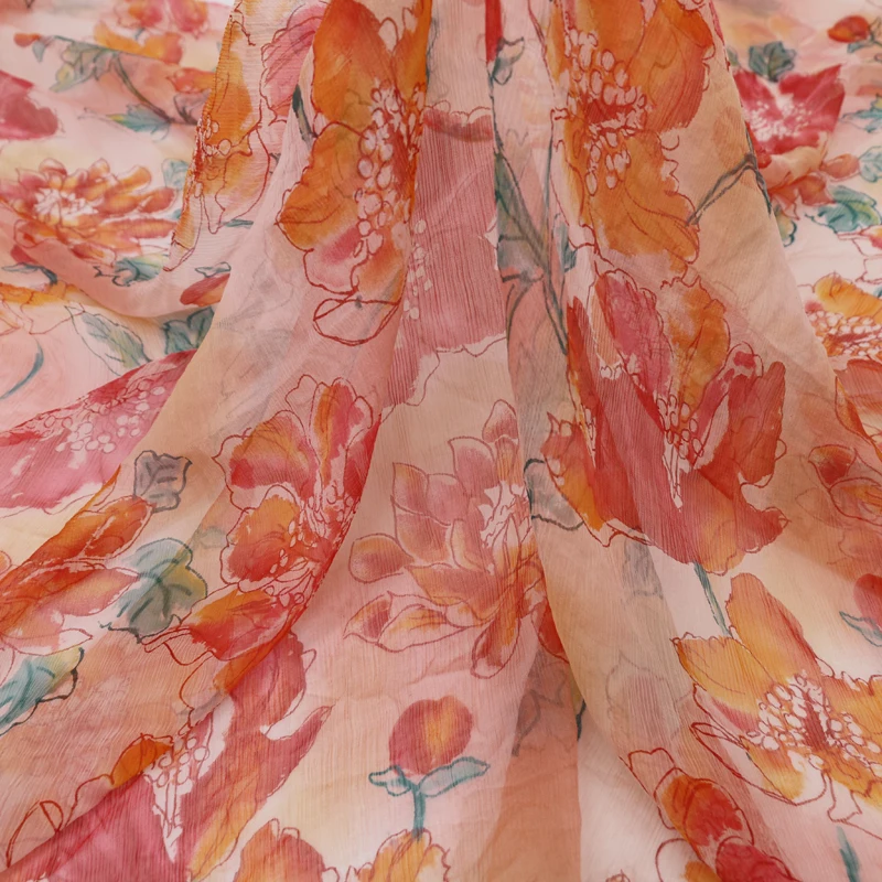 100 см* 114 см Супер тонкая картина шелковая Марля мятая шелковая шифоновая ткань для шарфа пляжное платье