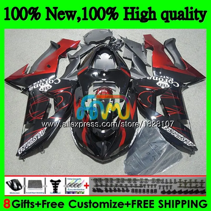 Корпус для KAWASAKI ZX 10 красный Корона R ZX-1000 ZX-10R ZX1000 CC 06 07 16BS. 6 ZX 1000CC ZX 10R ZX10R 06 07 2006 2007 комплект обтекателей