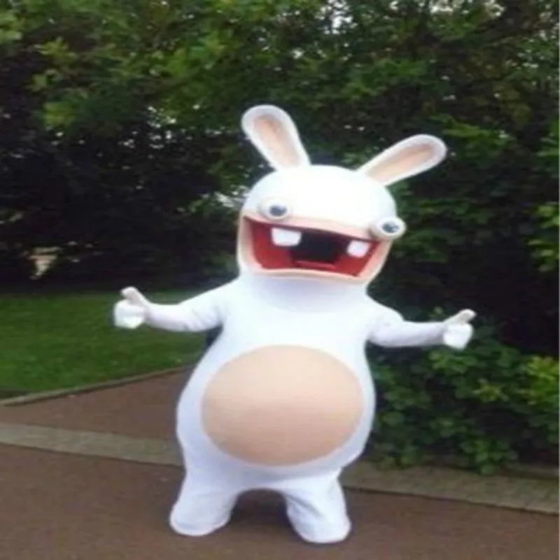 Белый костюм талисмана Crazy Rabbit нарядное платье вечерние костюмы на Хэллоуин с