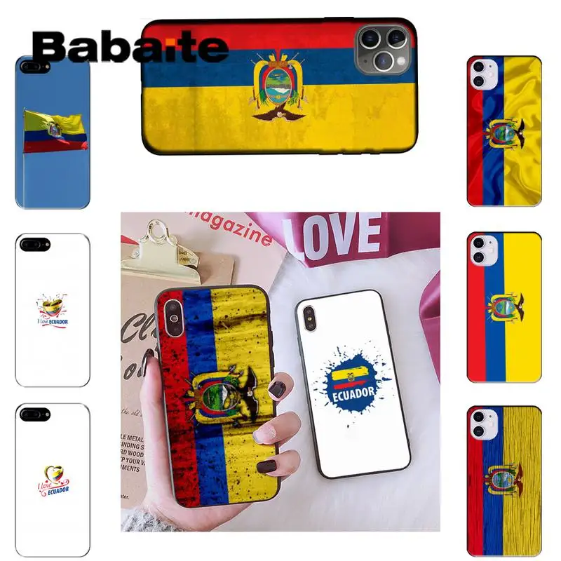 Силиконовый черный чехол для телефона Babaite с эквадорским флагом iPhone 8 7 6 6S Plus X XS MAX 5