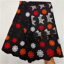 По-прежнему FLY ткань Африканская открытое кружевное платье со стразами швейцарские кружева ткань из Дубая сухая Кружевная Ткань 5 ярдов/лот
