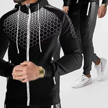 Fashion Hoodie suit running sports suit men's casual Hooded Sweater + pants two-piece suit outdoor fitness jogging sportswear