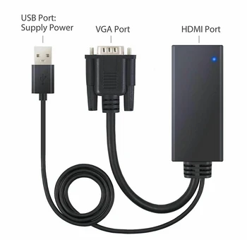

VGA TO HDMI Accessories For PC HD TV Adapter Easy Use Cable Professional Projection Converter Durable Audio Video Portable