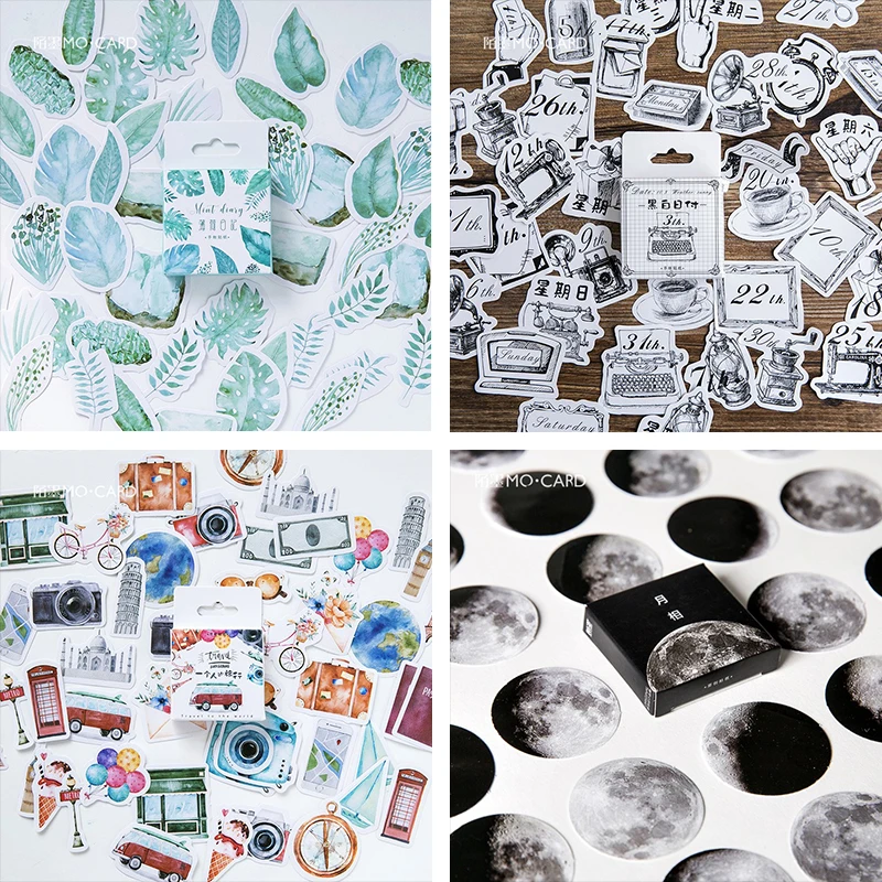 

Mint Leaf Pattern Stickers Set Kawaii Interesting Diary Scrapbooking Stationery Decorative Student Supplies 45 Pcs/Pack