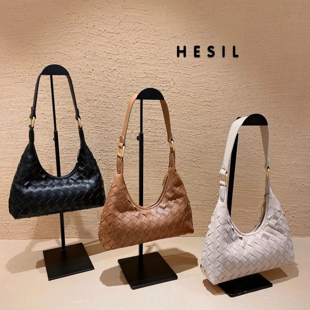 Сумка на плечо женская с простой текстурой модный тканый саквояж во французском