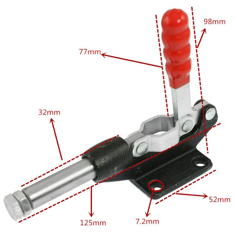 2Pcs Toggle Clamp 90 Degree Capacity 227Kg 500Lbs 32mm Plunger Stroke Push Pull Toggle Clamp Rod Arm Welding Machine