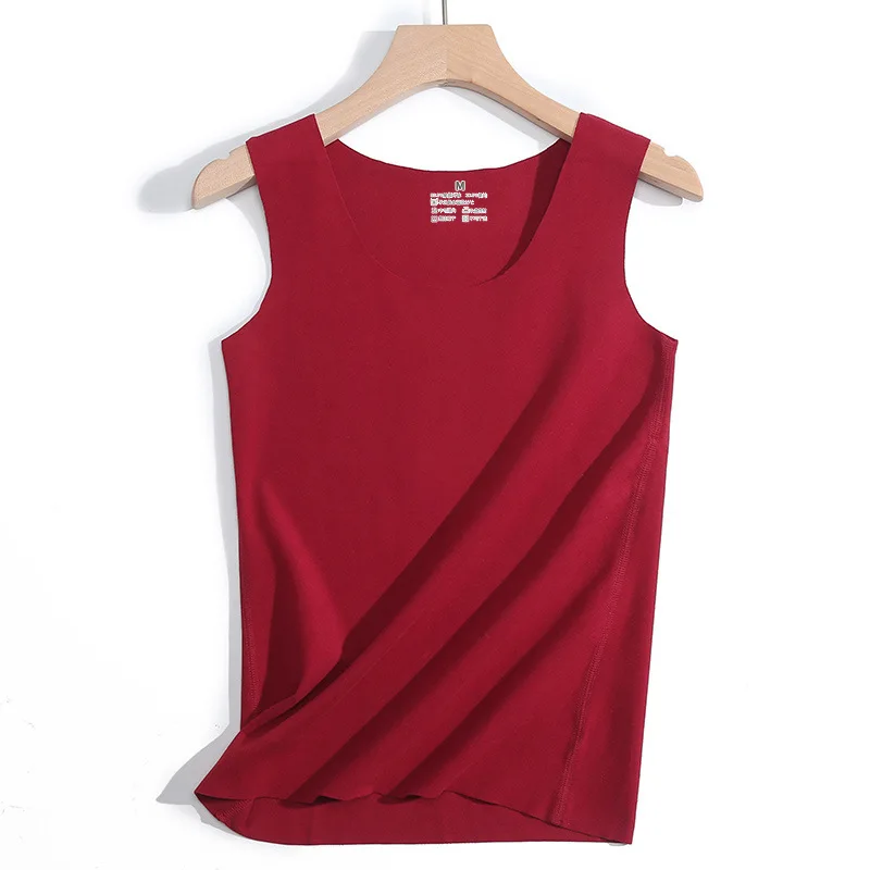 Korean Women Tank Tops Women Cotton Top Plus Size Woman Sleeveless Basic Tanks Tops Woman Stretch Camis Plus Velvet Back Vest