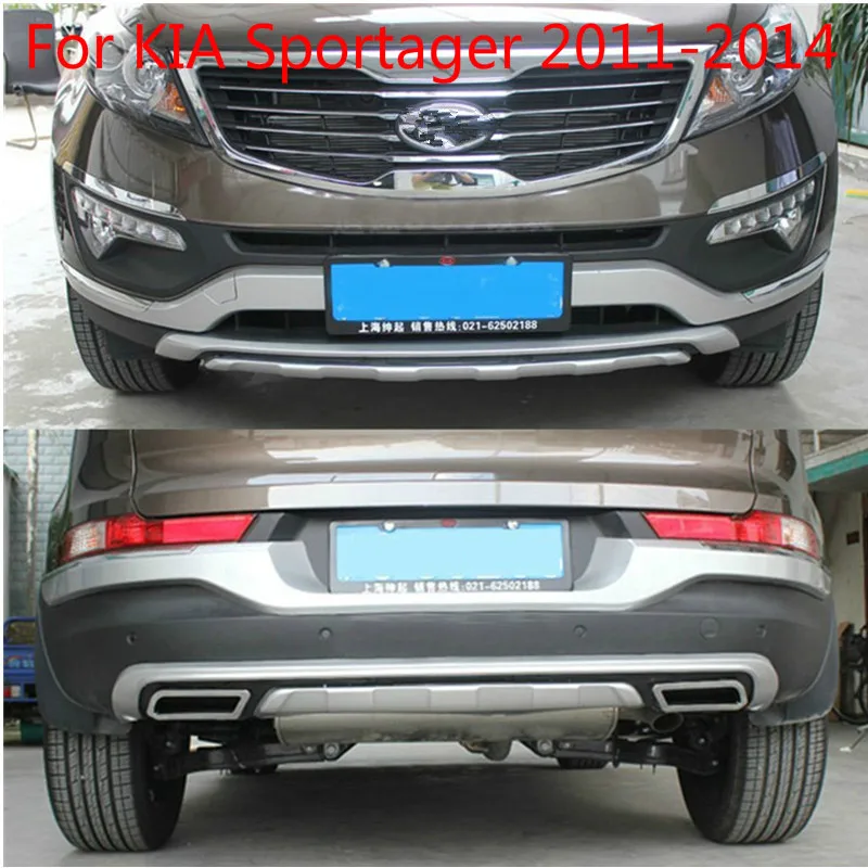 For KIA Sportager 2011 2012 2013 High quality plastic ABS Chrome Front+Rear bumper cover trim Car-styling