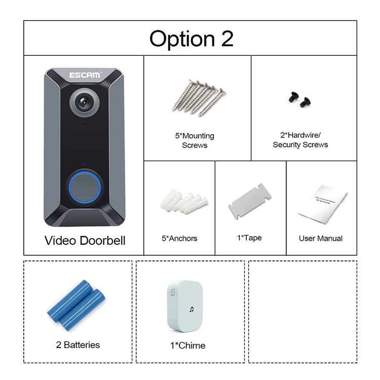 720P Ночное видение Беспроводной дверной звонок WIFI видео-телефон двери Водонепроницаемый HD Широкий формат видео Камера бесплатное Облачное хранилище для домашней безопасности - Цвет: Option 2